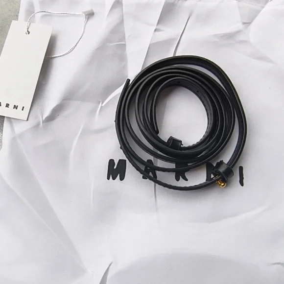 Marni Mini Canvas Tote with Tan Leather Trim and Red Logo - Picture 6 of 9